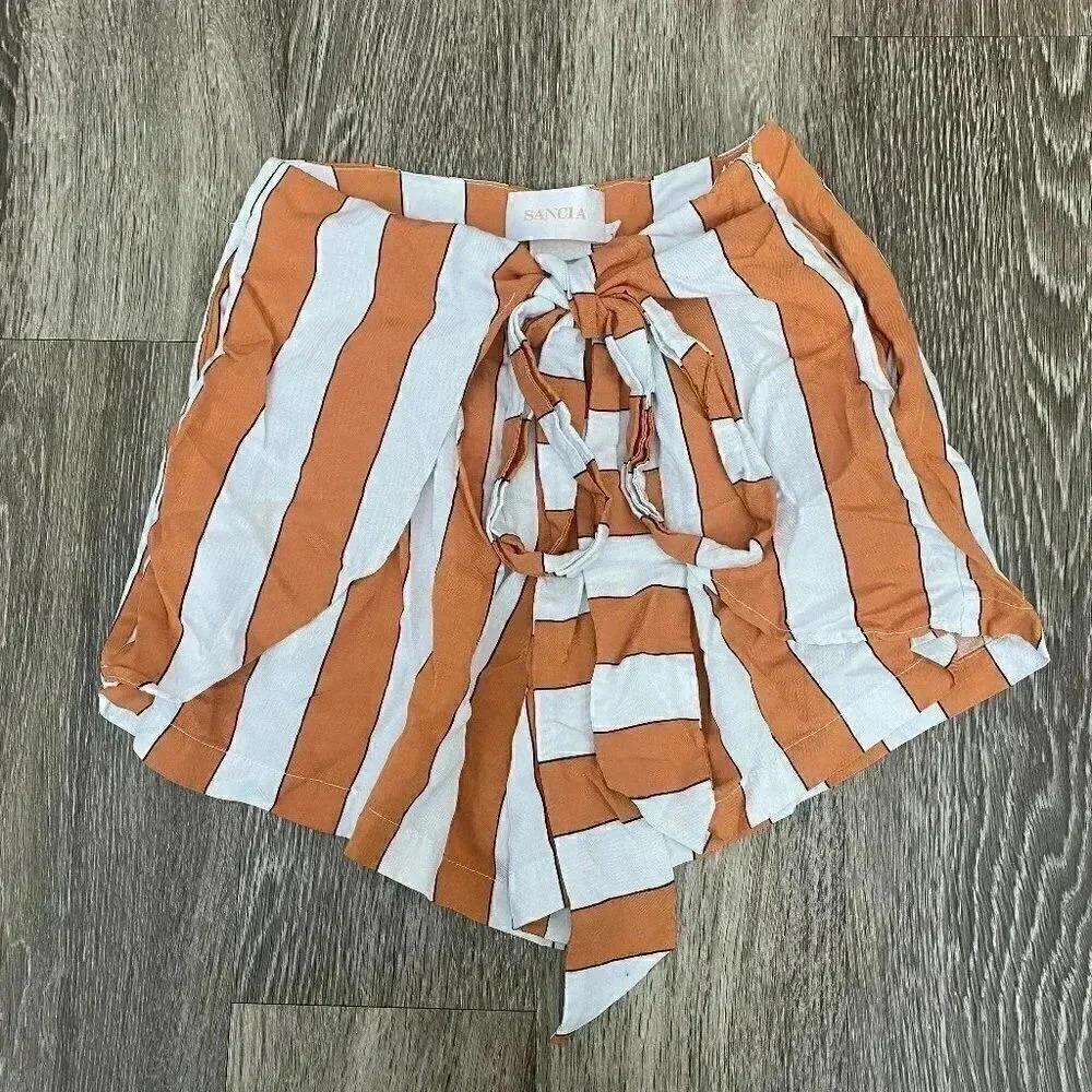 Womens Sancia (Anthropology) Orange Wrap Around Shorts - XS